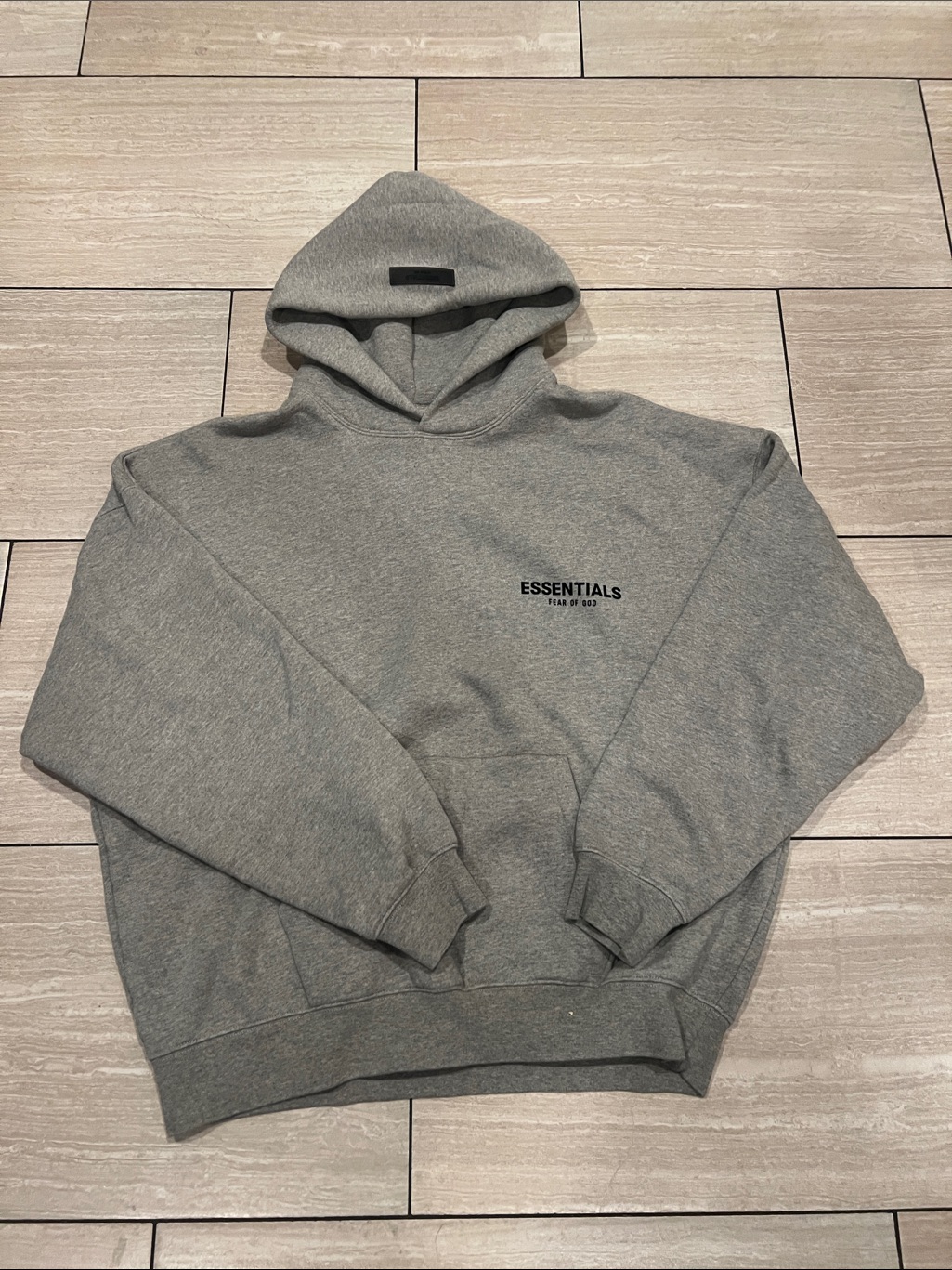 Essentials Gray Logo Pullover Hoodie  Pit To Pit 27 Inches